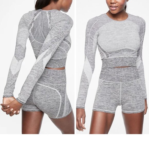 Athleta - Agile Colorblock Crop Top | Size XS | Gray - Picture 2 of 11